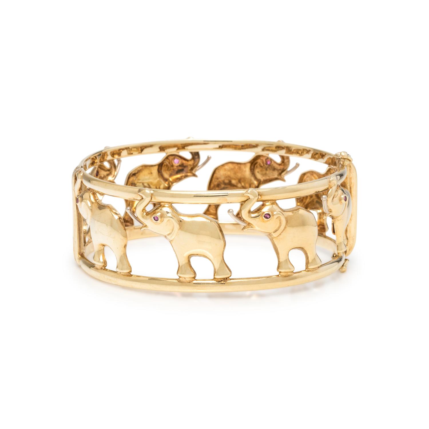 YELLOW GOLD ELEPHANT BANGLE BRACELET