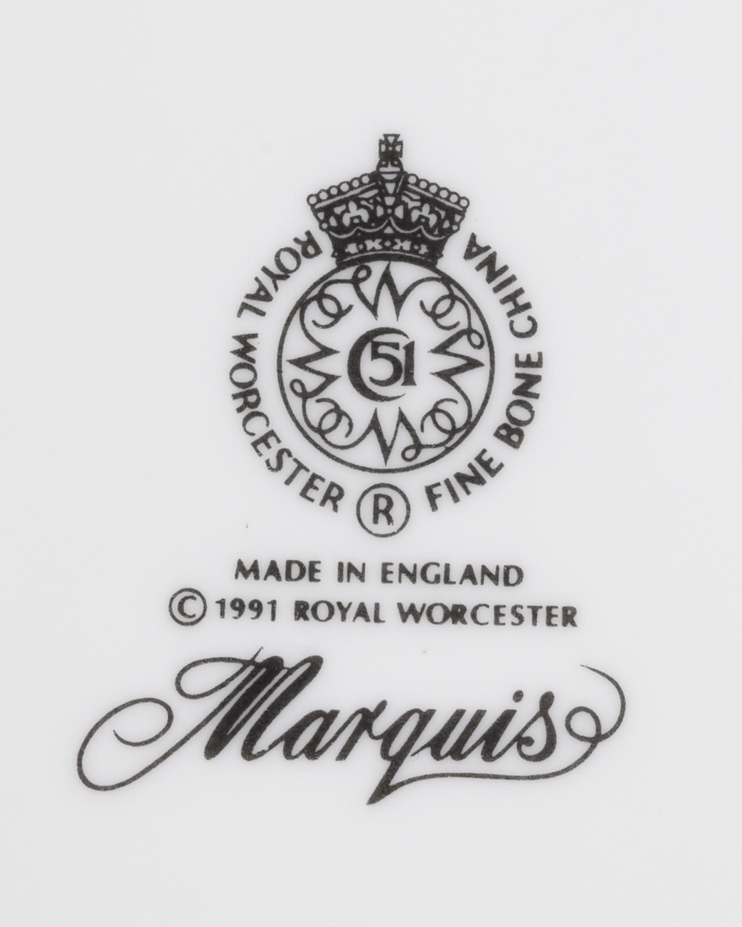 A Set of Eight Royal Worcester Marquis Porcelain Chargers