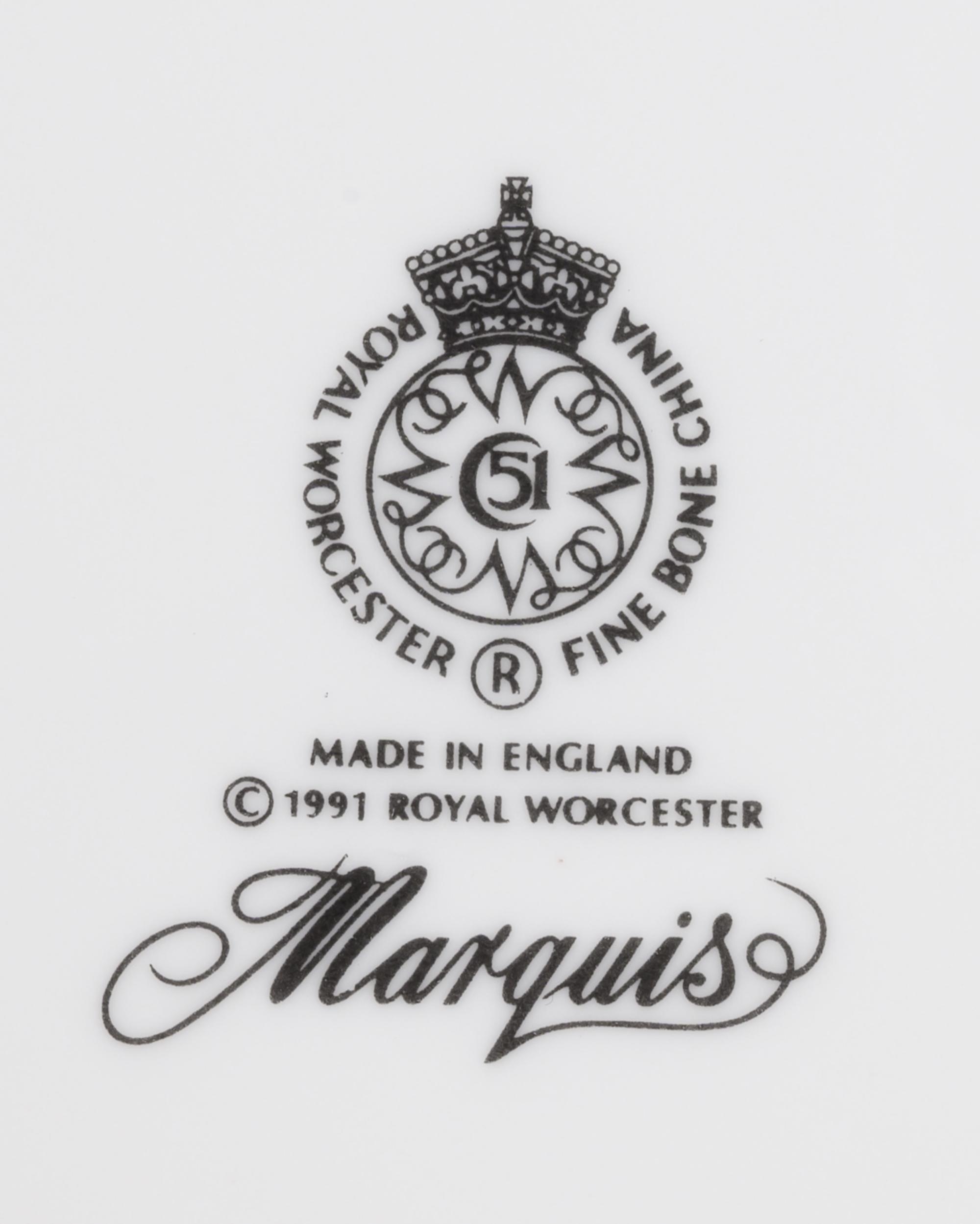 A Set of Eight Royal Worcester Marquis Porcelain Chargers
