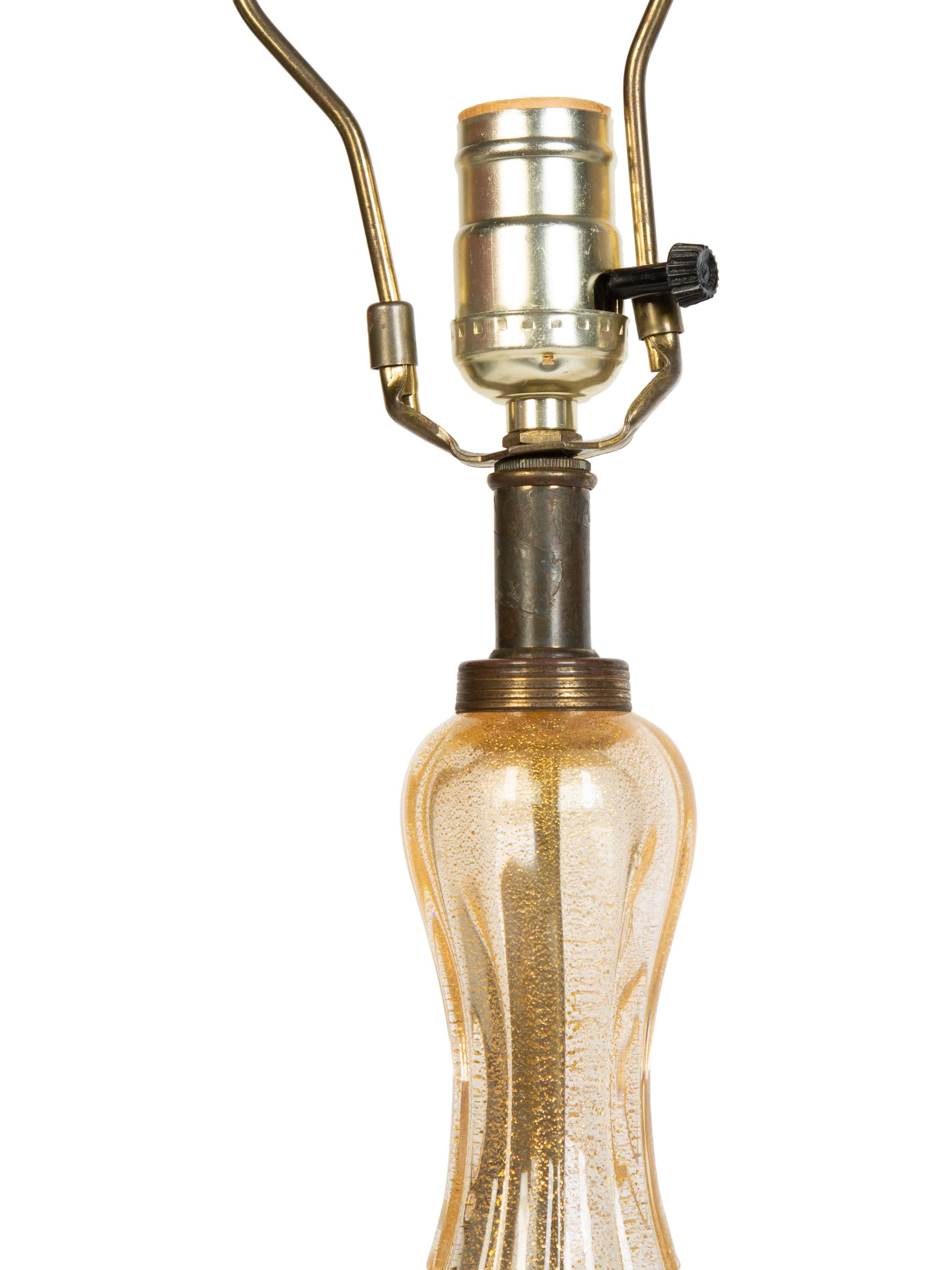 Pair of Murano Avventurina Pink Glass Table Lamps — 20th Century