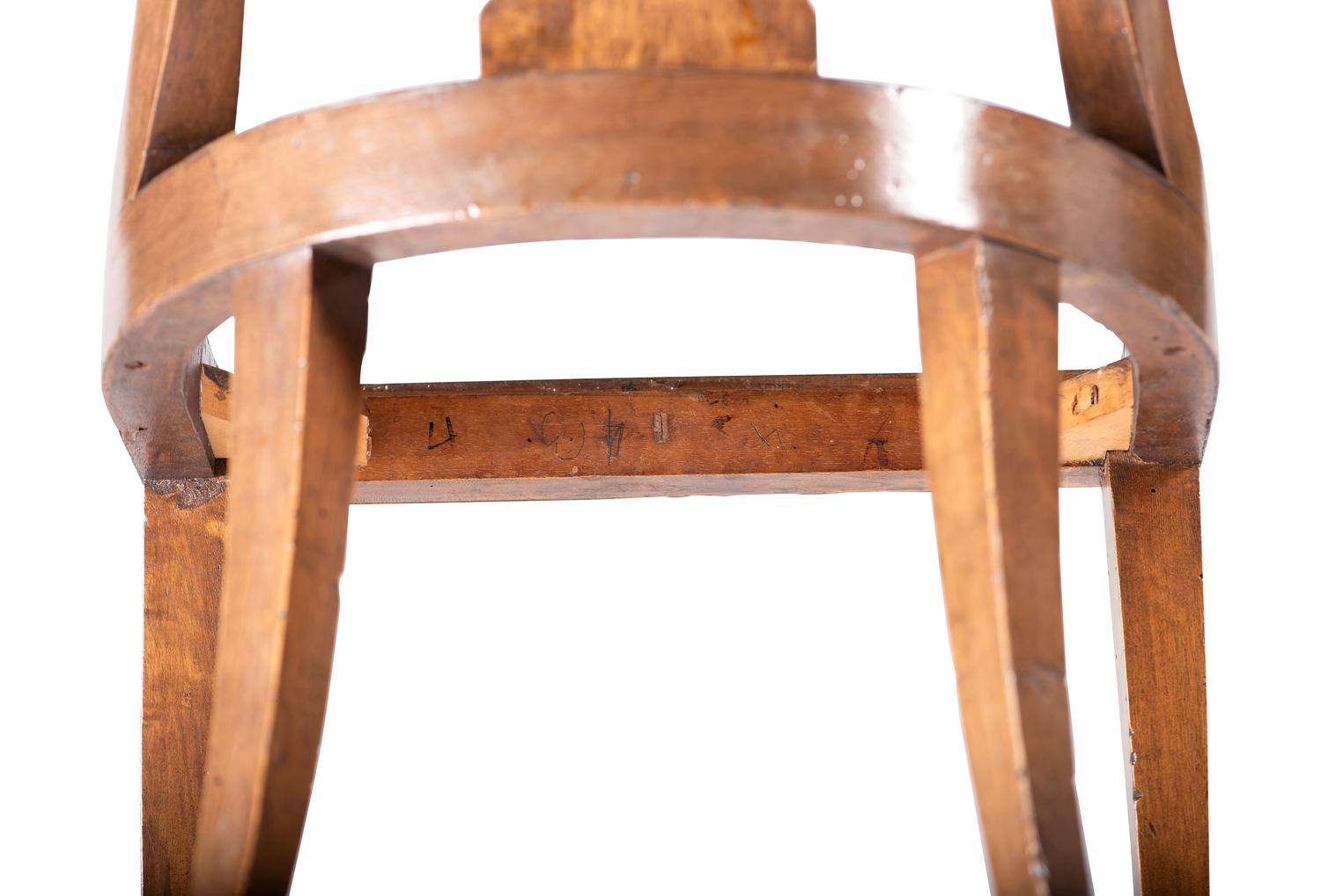 Four Brass Inlaid Walnut Gondola Chairs