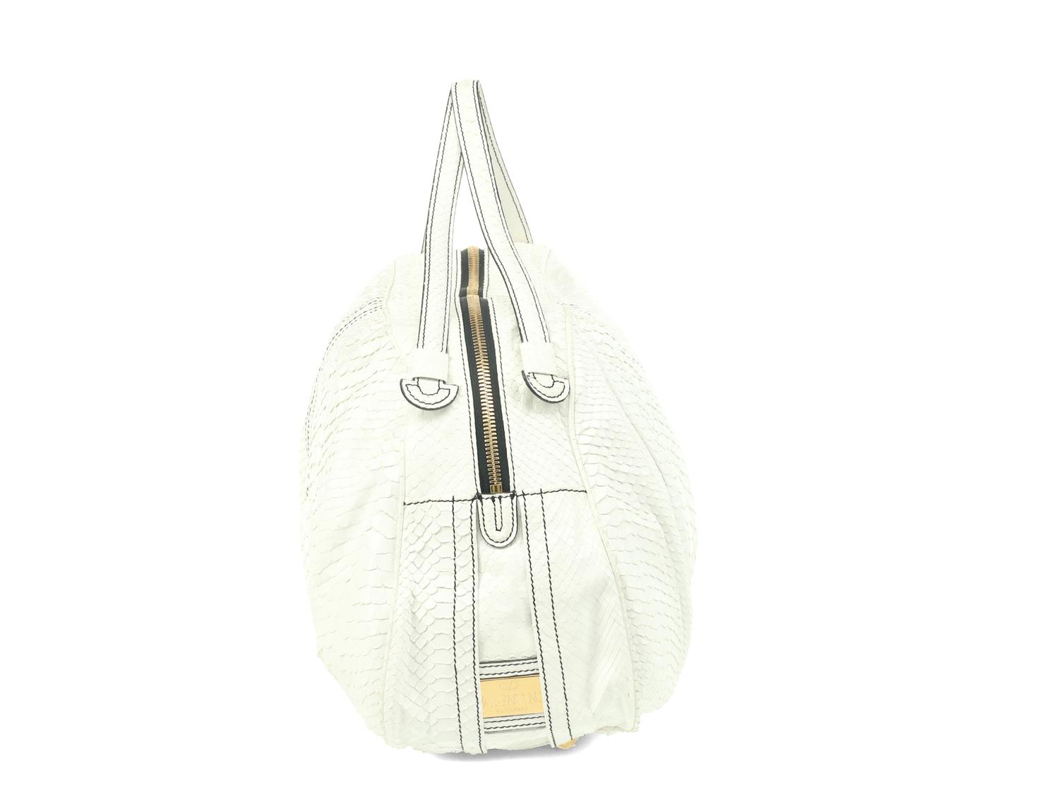Valentino White Python Tote
