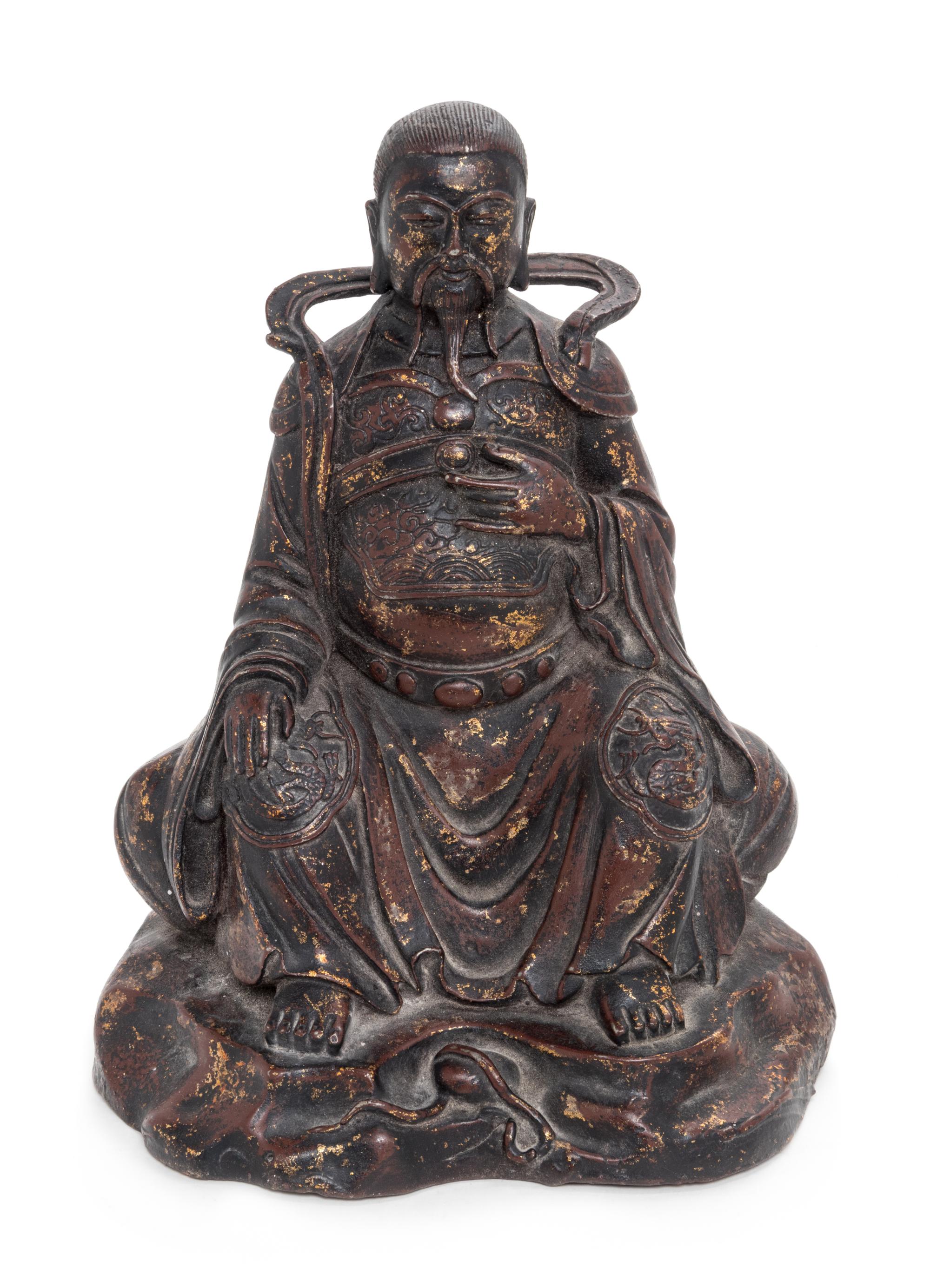 A Gilt Lacquered Bronze Figure of a Daoist Immortal, Zhen Wu Height 10 inches. — MING DYNASTY (1368-1644)