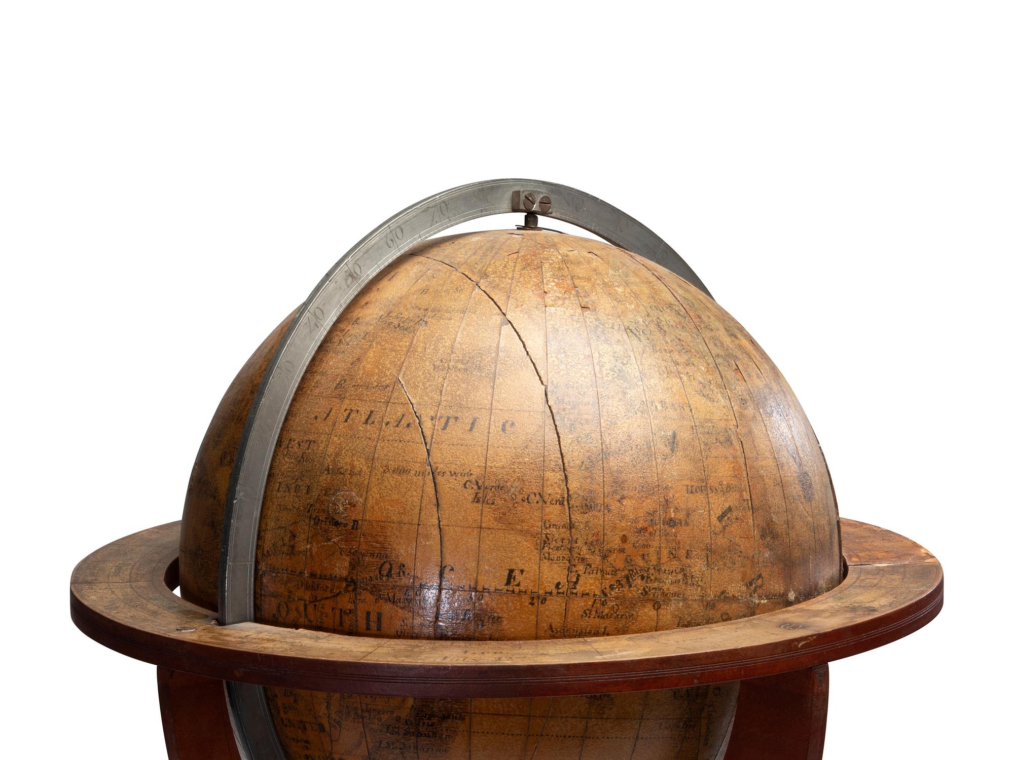A Lacquered Paper on Wood Tabletop Terrestrial Globe