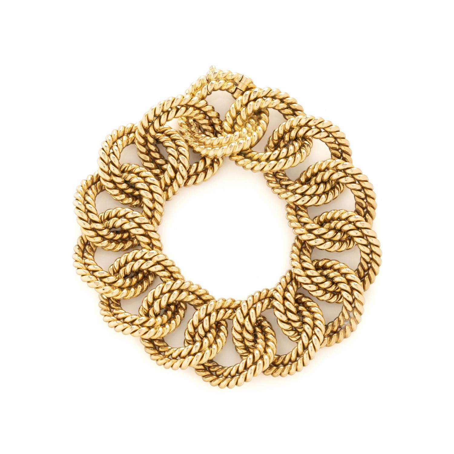 VERDURA, YELLOW GOLD ROPE LINK BRACELET
