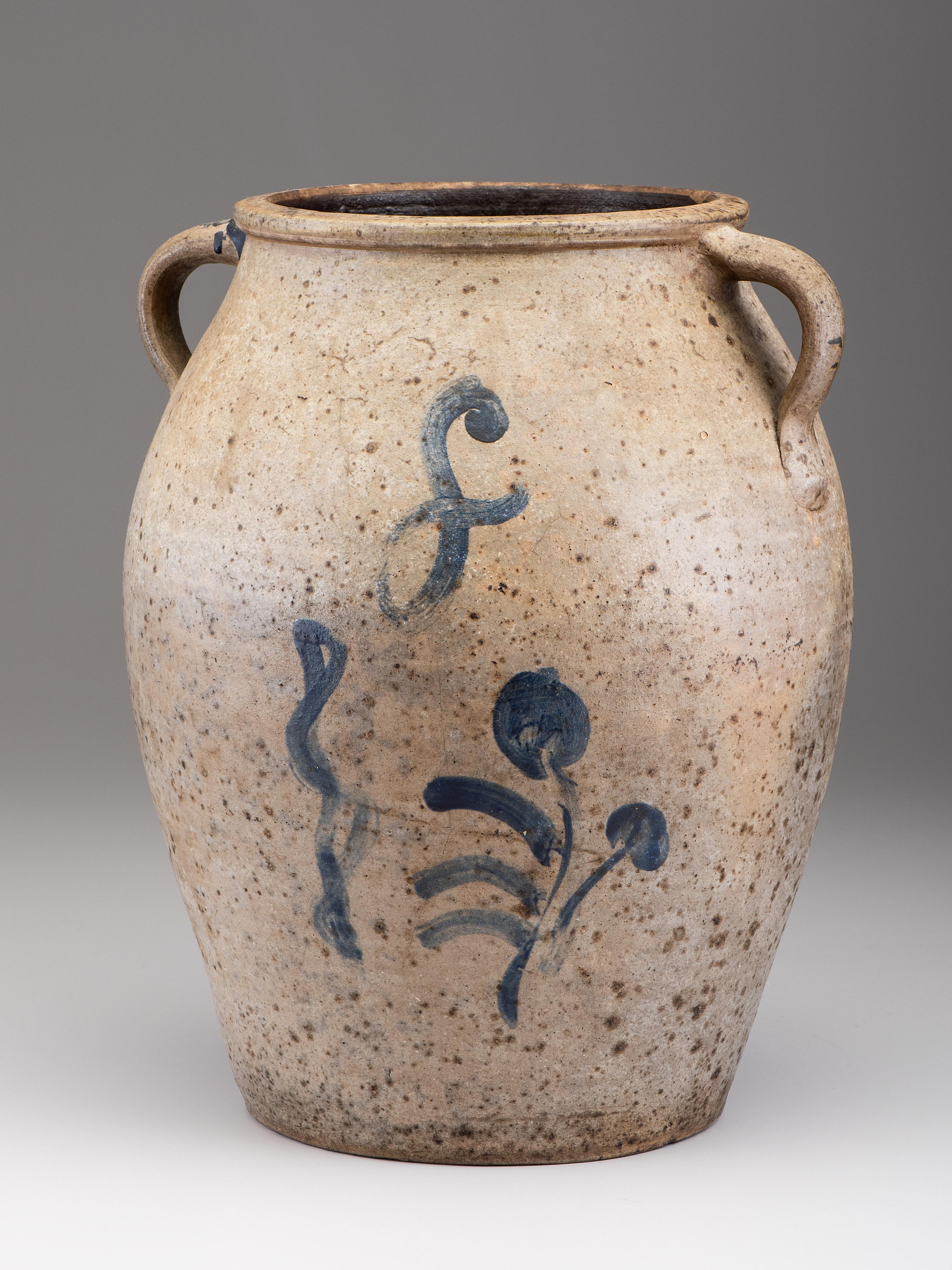 A Cobalt Decorated Eight-Gallon Stoneware Jar