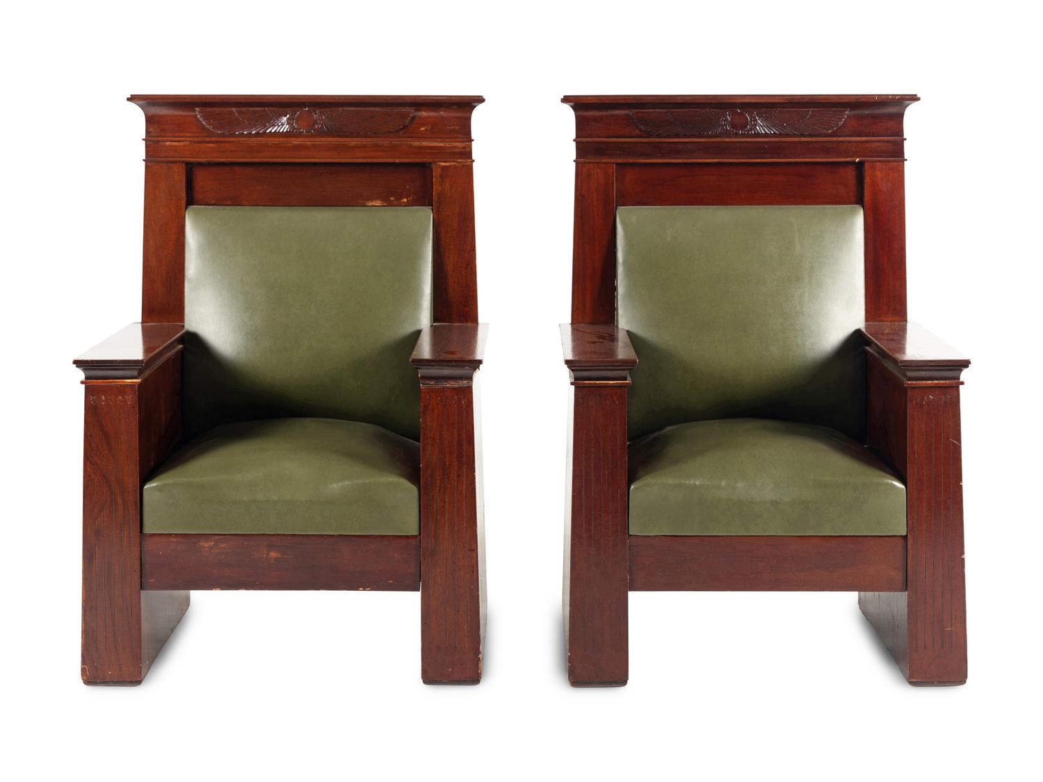 A Pair of Egyptian Revival Throne Chairs