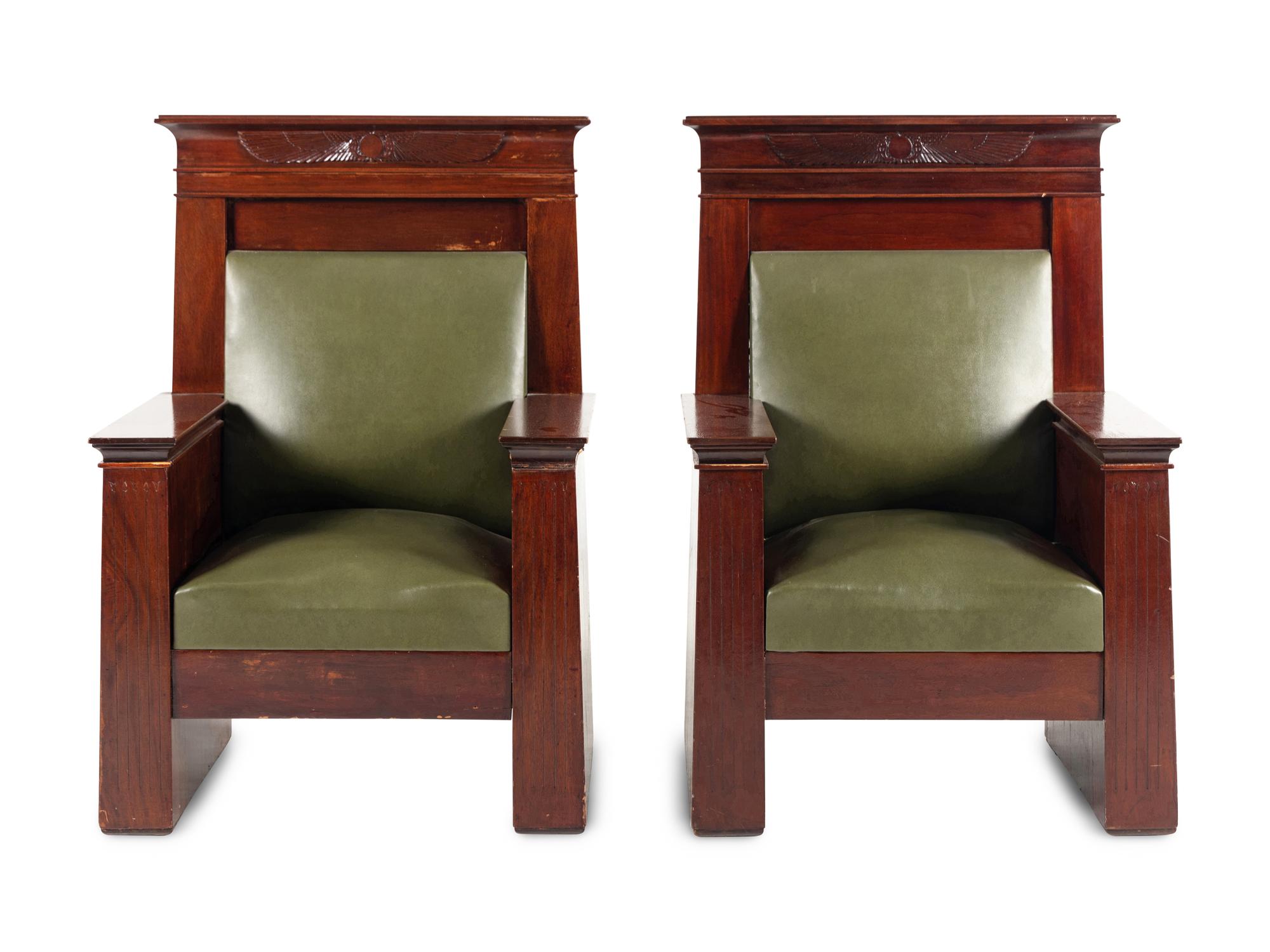 A Pair of Egyptian Revival Throne Chairs