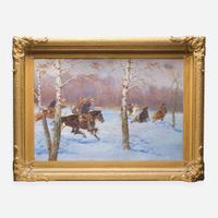 Jerzy Kossak (Polish, 1886-1955) Hunting in the Snow