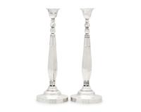 A Pair of Johan Rohde Designed Georg Jensen Silver Candlesticks