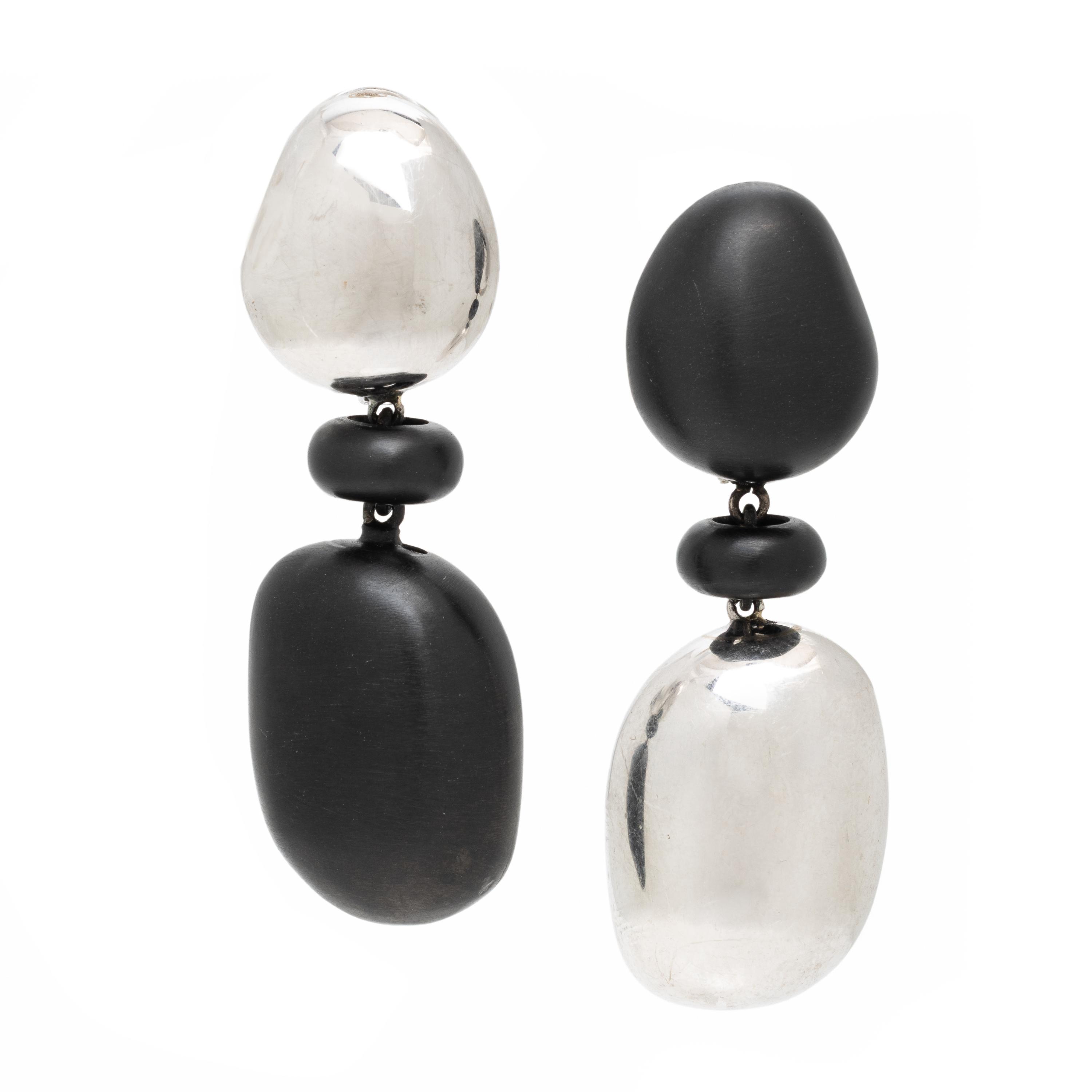 Sabbadini, Blackened Steel and White Gold Earrings