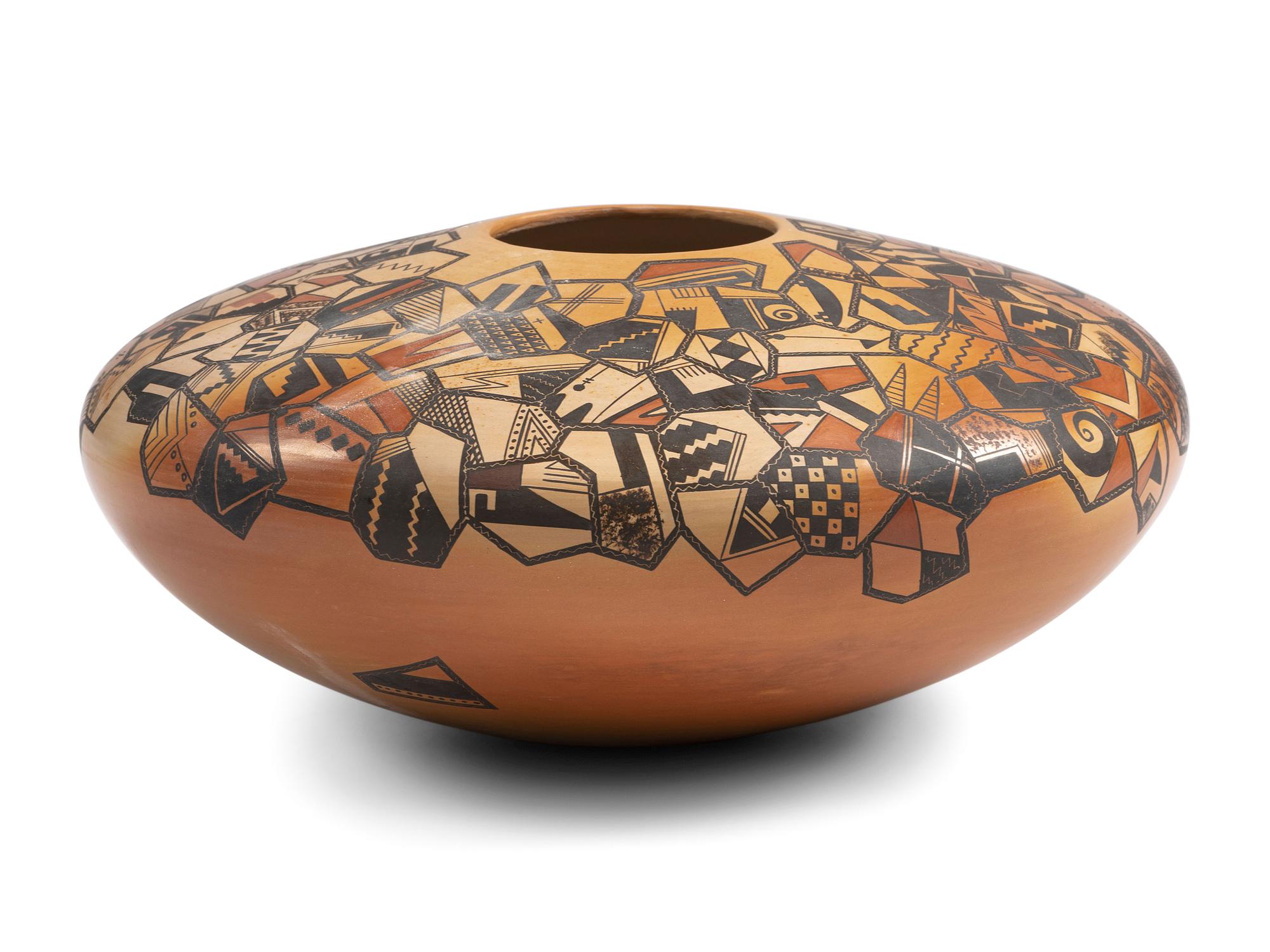 Pair of Polychrome Pottery, with Mesmerizing Designs