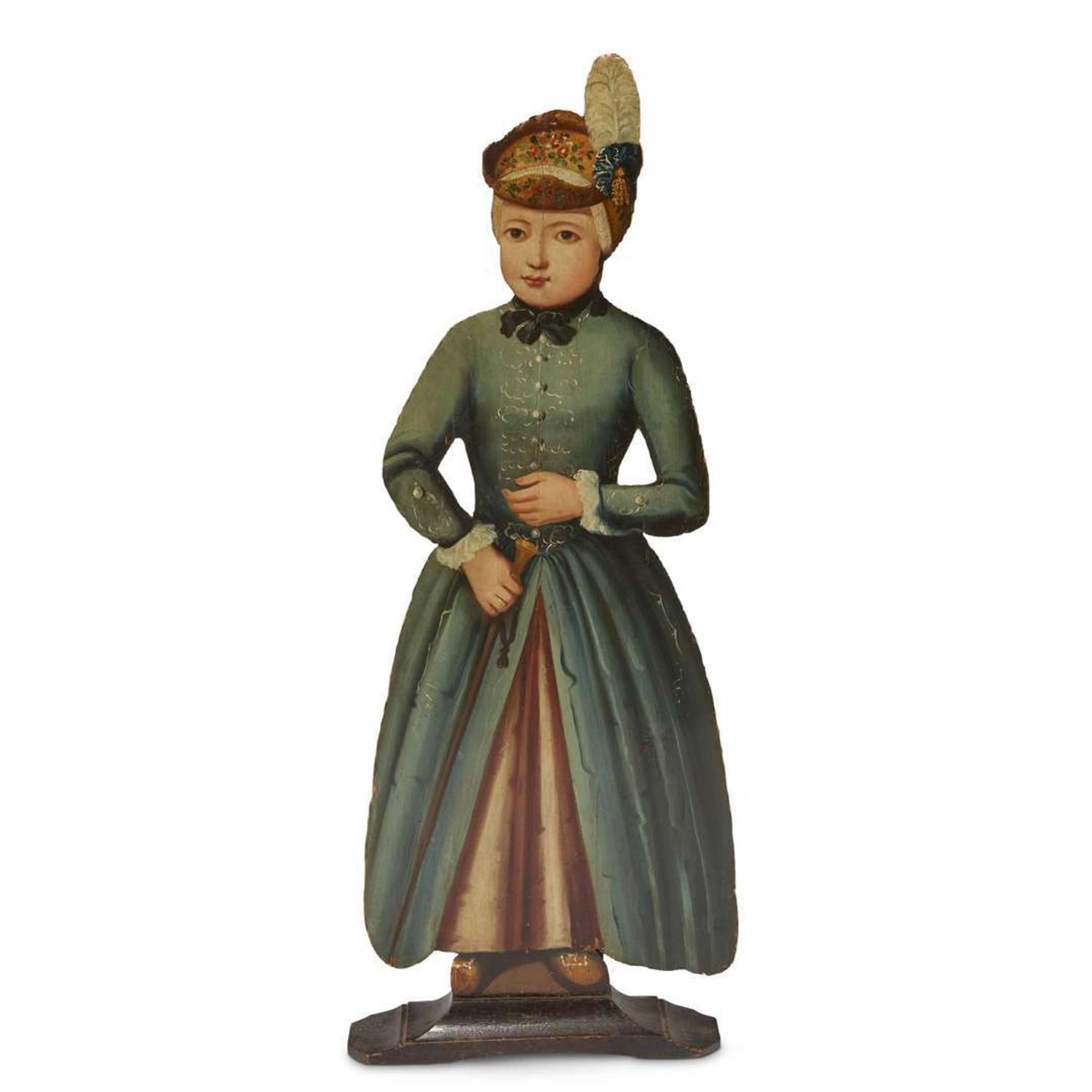 Painted wood dummy board of a young girl probably England, 18th century