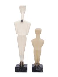 Two Carved White Marble Replica Cycladic Figures