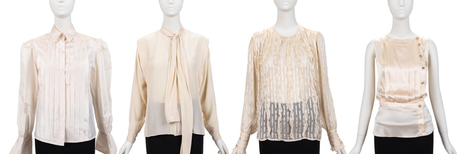 Four Designer Blouses: Two Chanel, Two Calvin Klein, 1980-90s