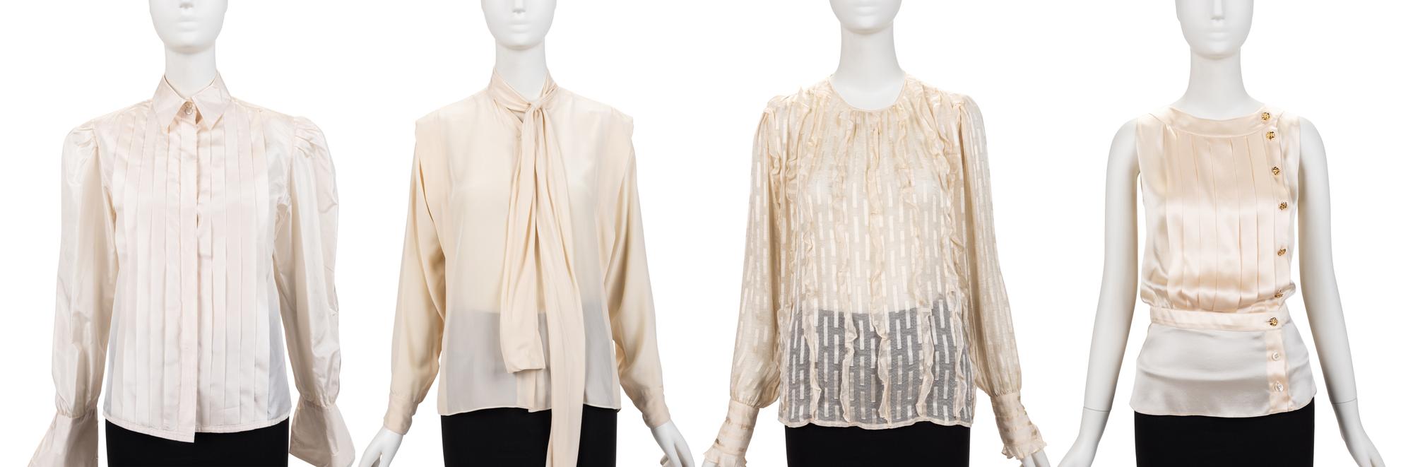 Four Designer Blouses: Two Chanel, Two Calvin Klein, 1980-90s