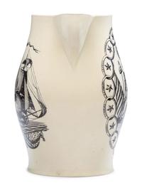 A Scarce Staffordshire Transfer-Printed Creamware 'Washington Crowned with Laurels by Liberty' Pitcher