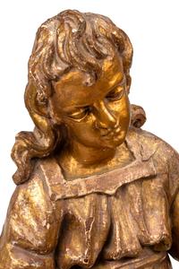 An Italian Carved and Parcel Gilt Saint Figure