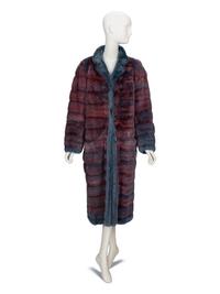 Givenchy, Red & Blue Chevron-Dyed Mink Fur Coat
