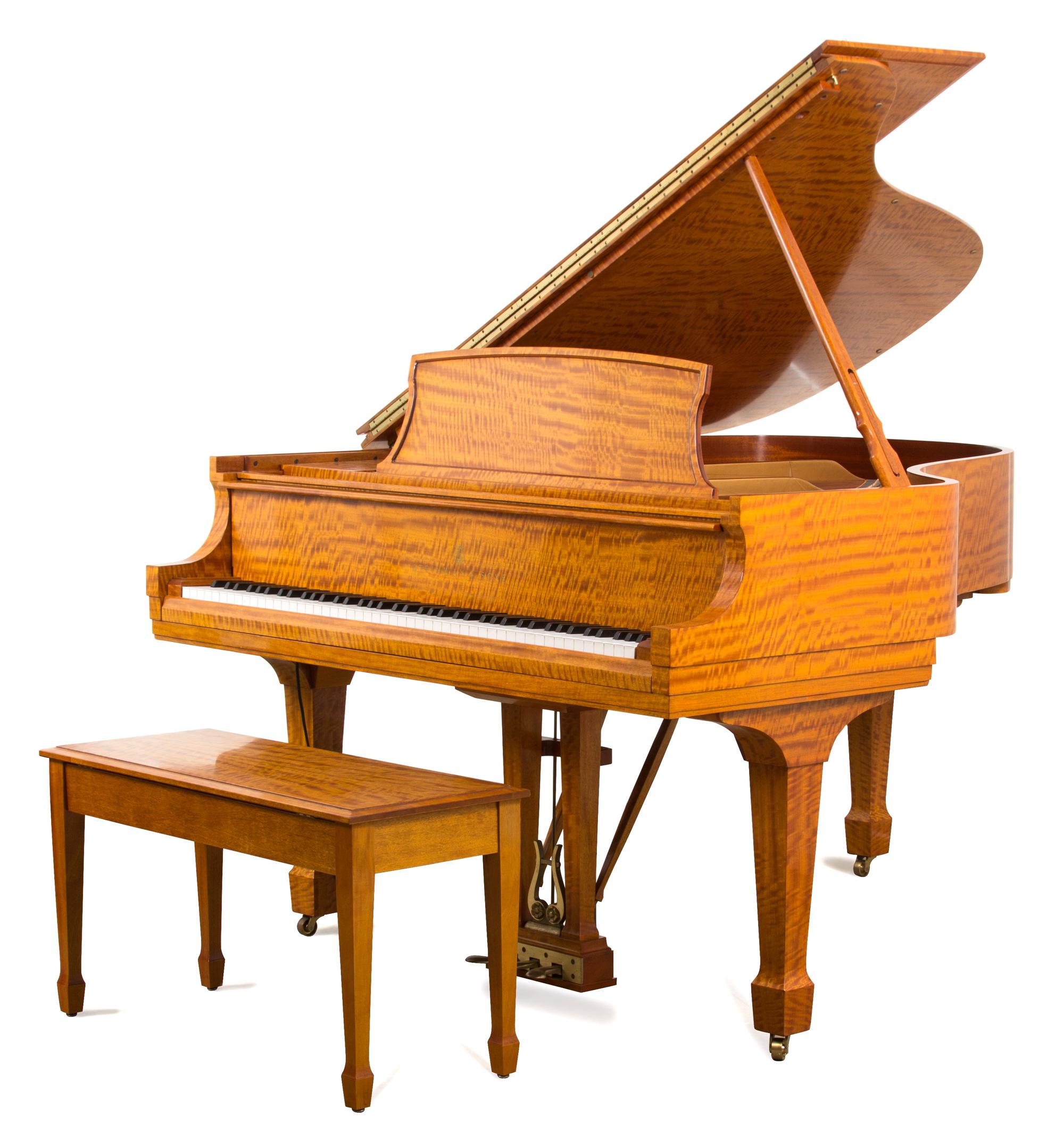 A Steinway & Sons "Crown Jewel Collection" L Model Satinwood Veneered Baby Grand Piano Length 5 feet 9 inches.