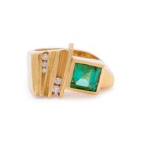 YELLOW GOLD, GREEN TOURMALINE AND DIAMOND RING