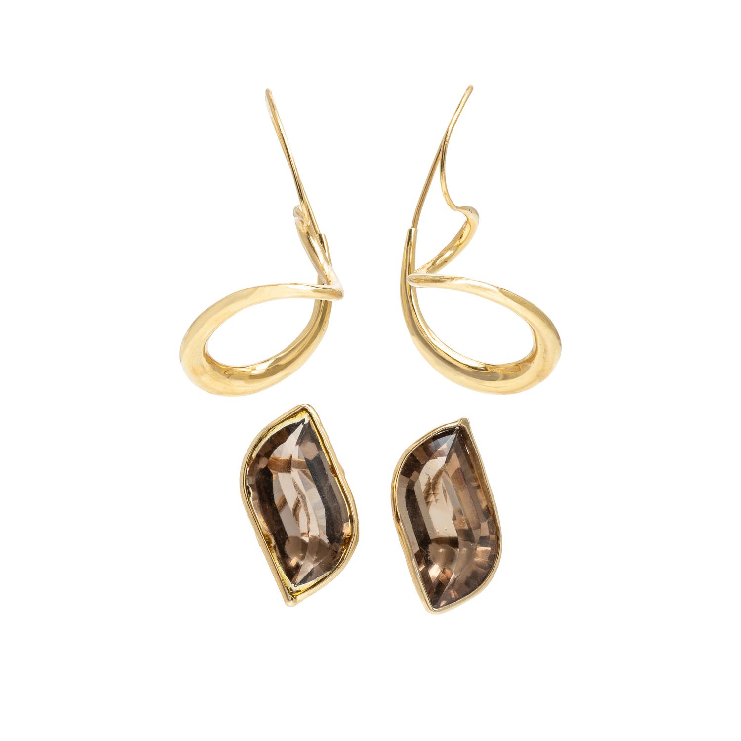 Two Pairs of Yellow Gold Earrings