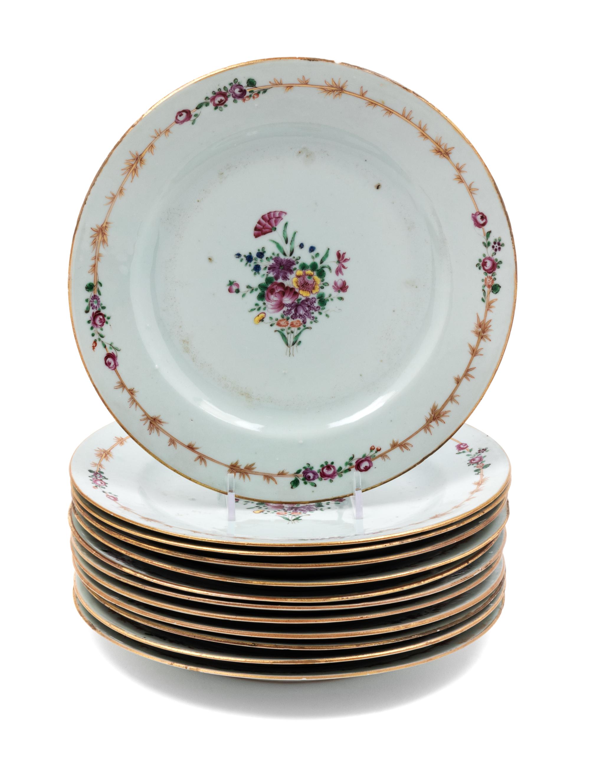 A Set of Twelve Chinese Export Porcelain Plates Diameter 9 inches. — 18TH/19TH CENTURY
