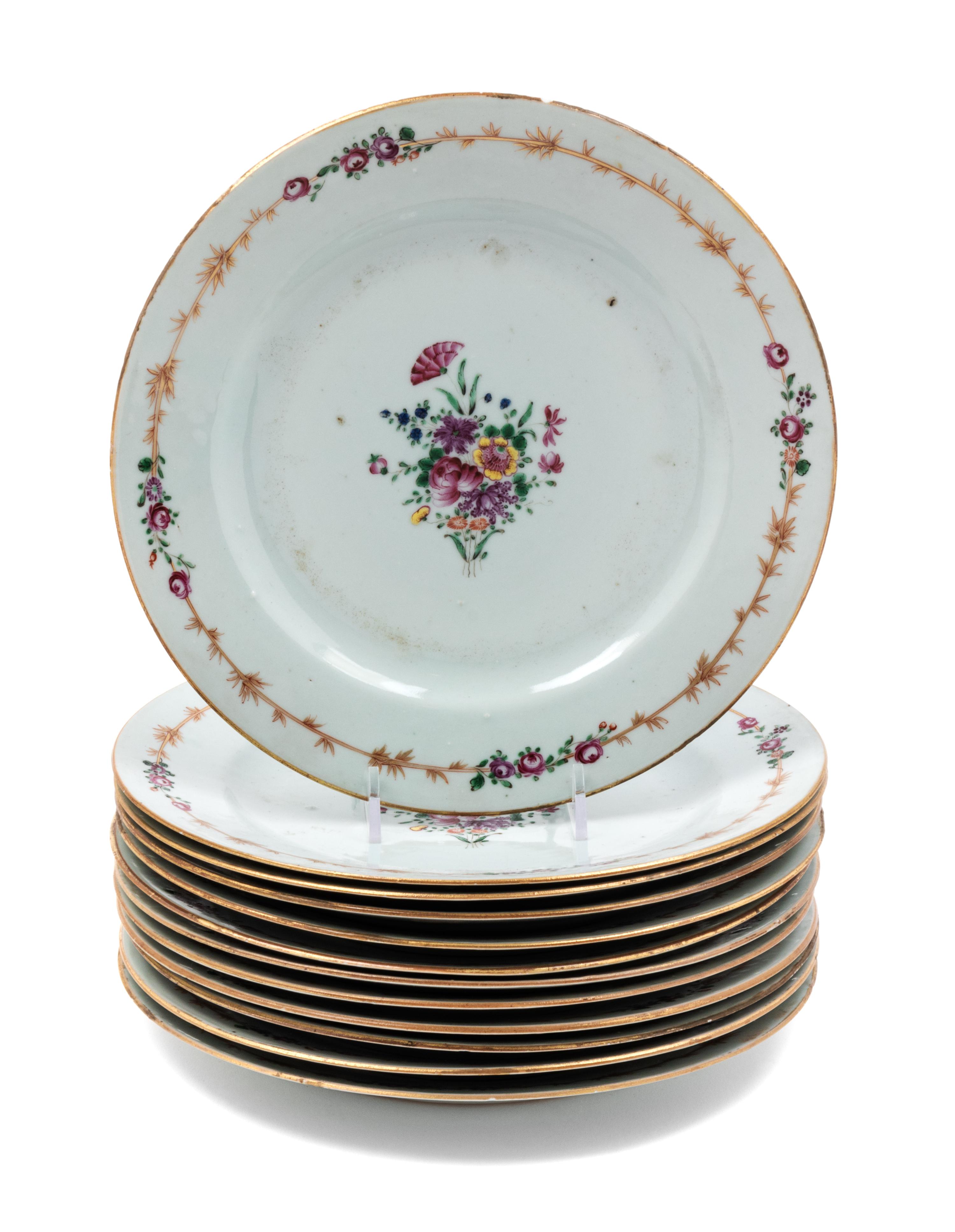 A Set of Twelve Chinese Export Porcelain Plates Diameter 9 inches. — 18TH/19TH CENTURY