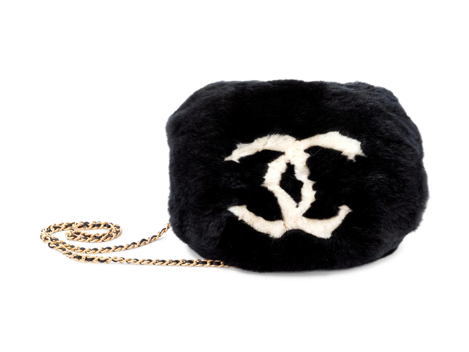Chanel Black CC Logo Fur Muff, 2001