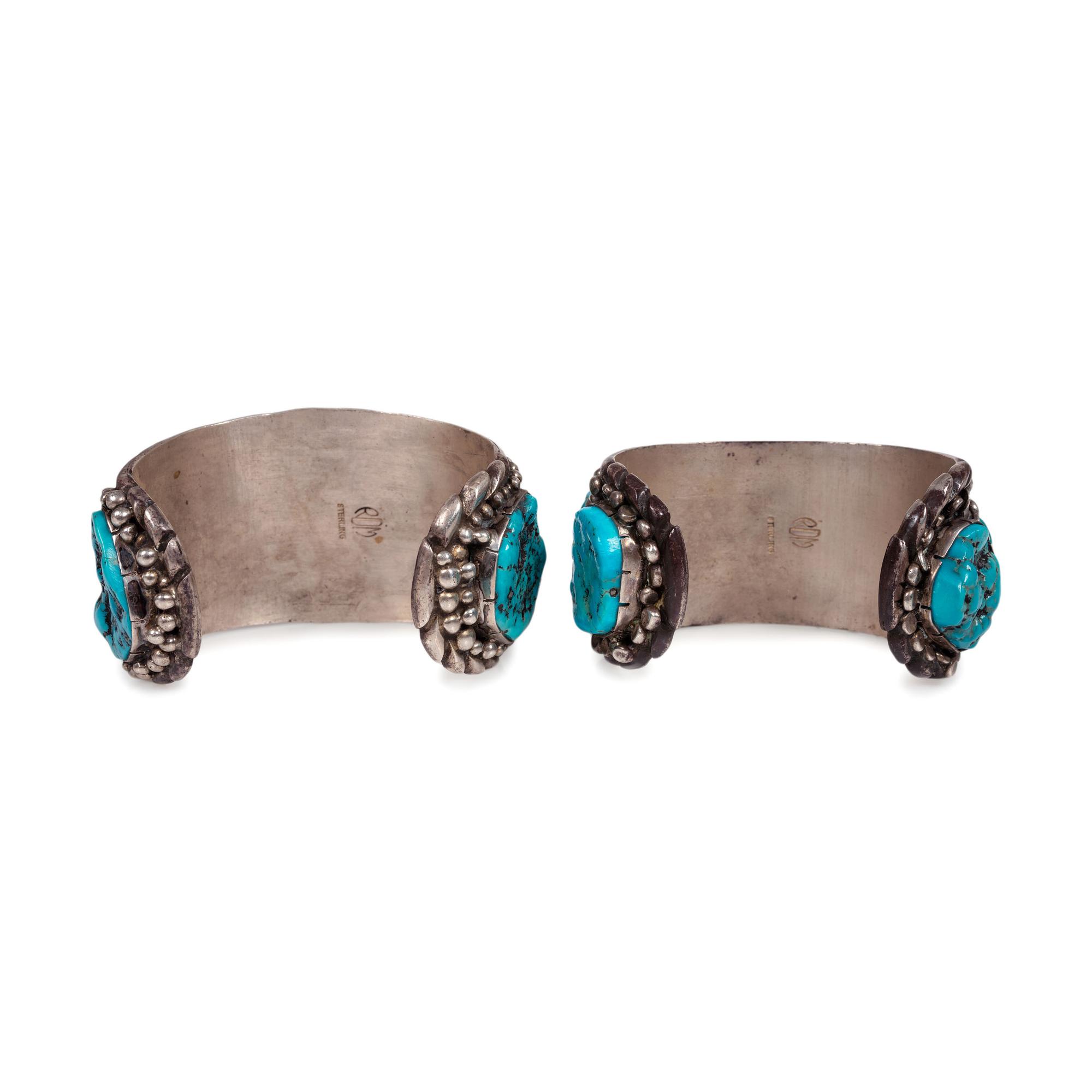 Navajo Silver and Turquoise Cuff Bracelets