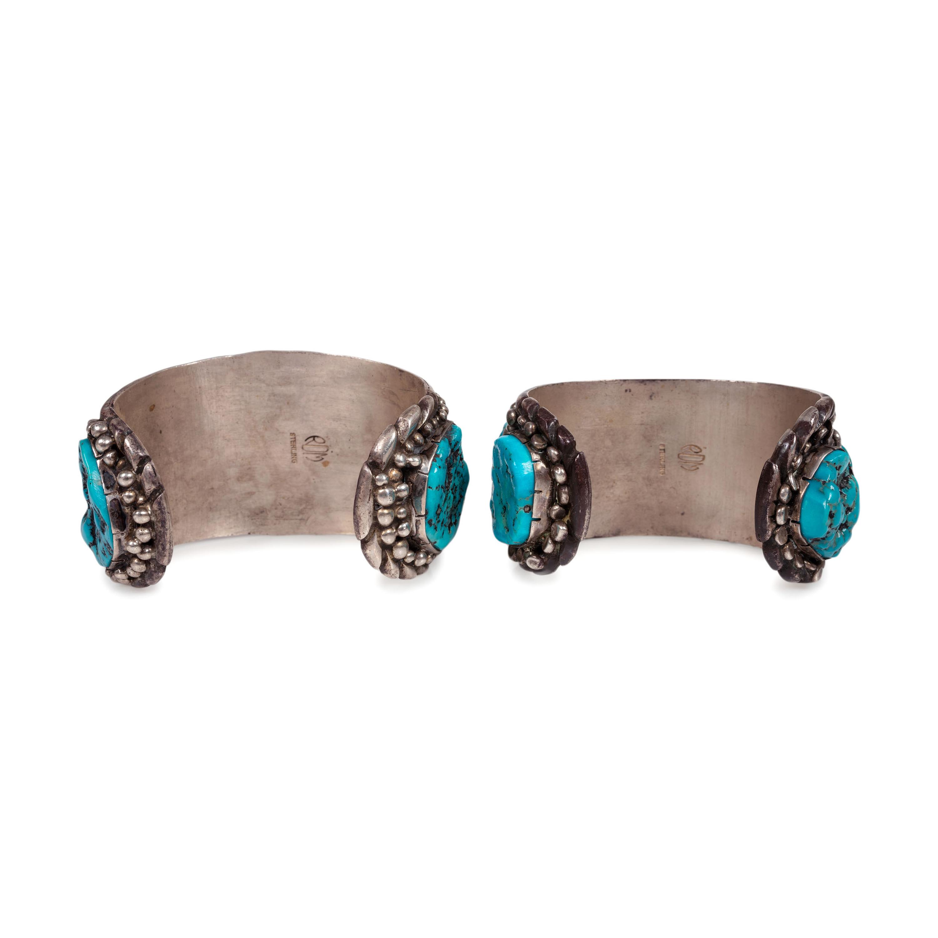 Navajo Silver and Turquoise Cuff Bracelets