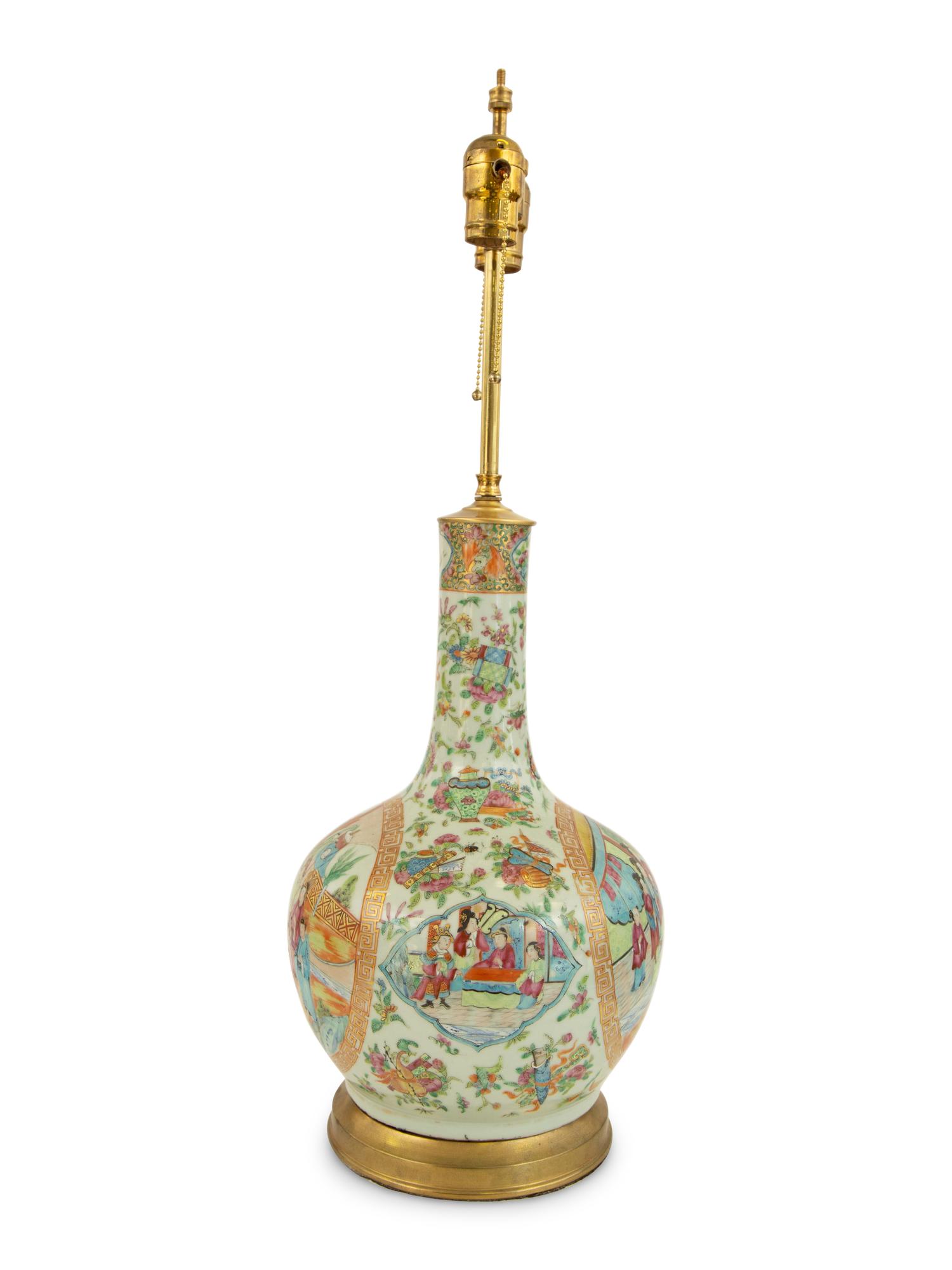 A Chinese Export Famille Rose Vase Mounted as a Lamp