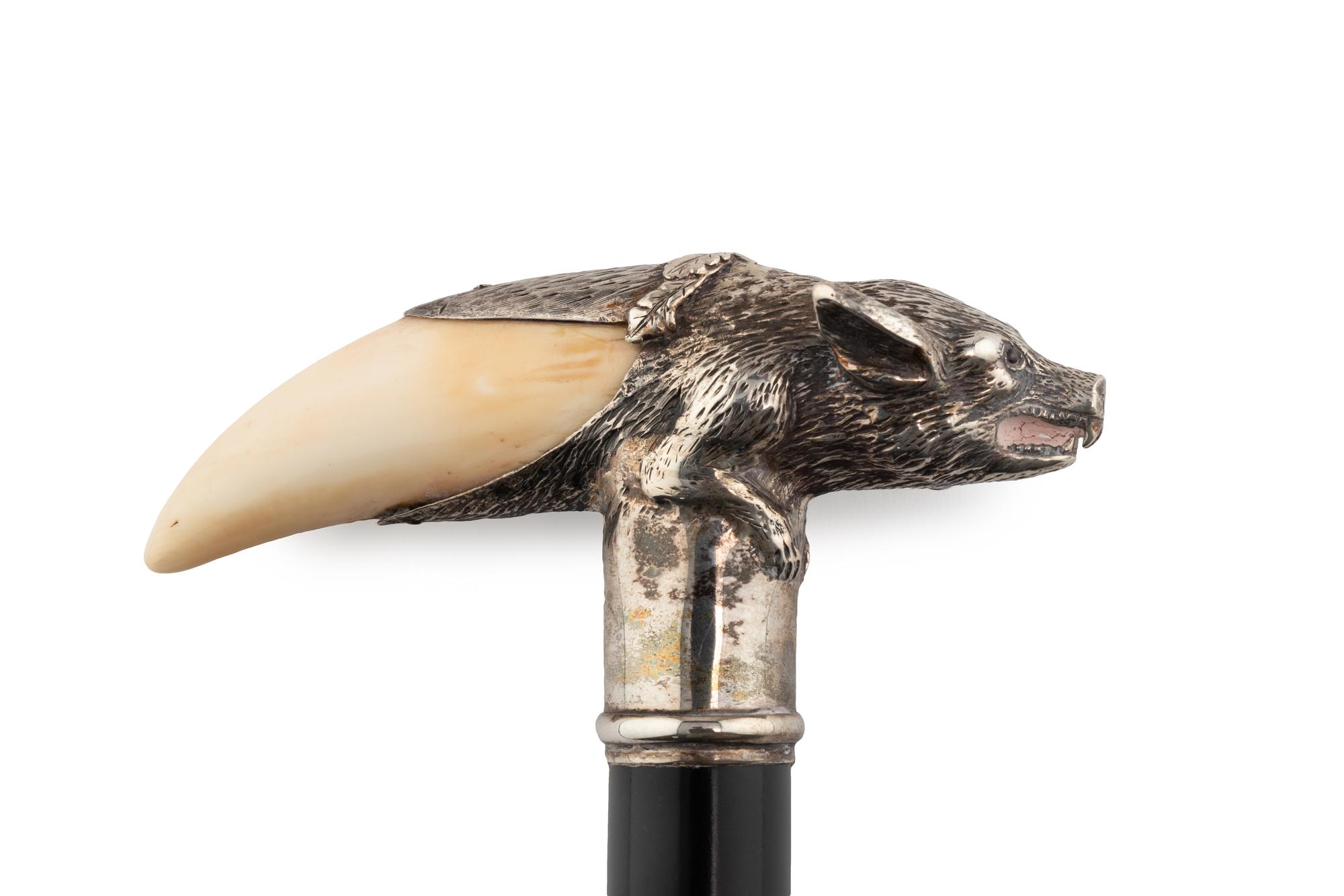 An English Silver Mounted Bat Form Walking Stick