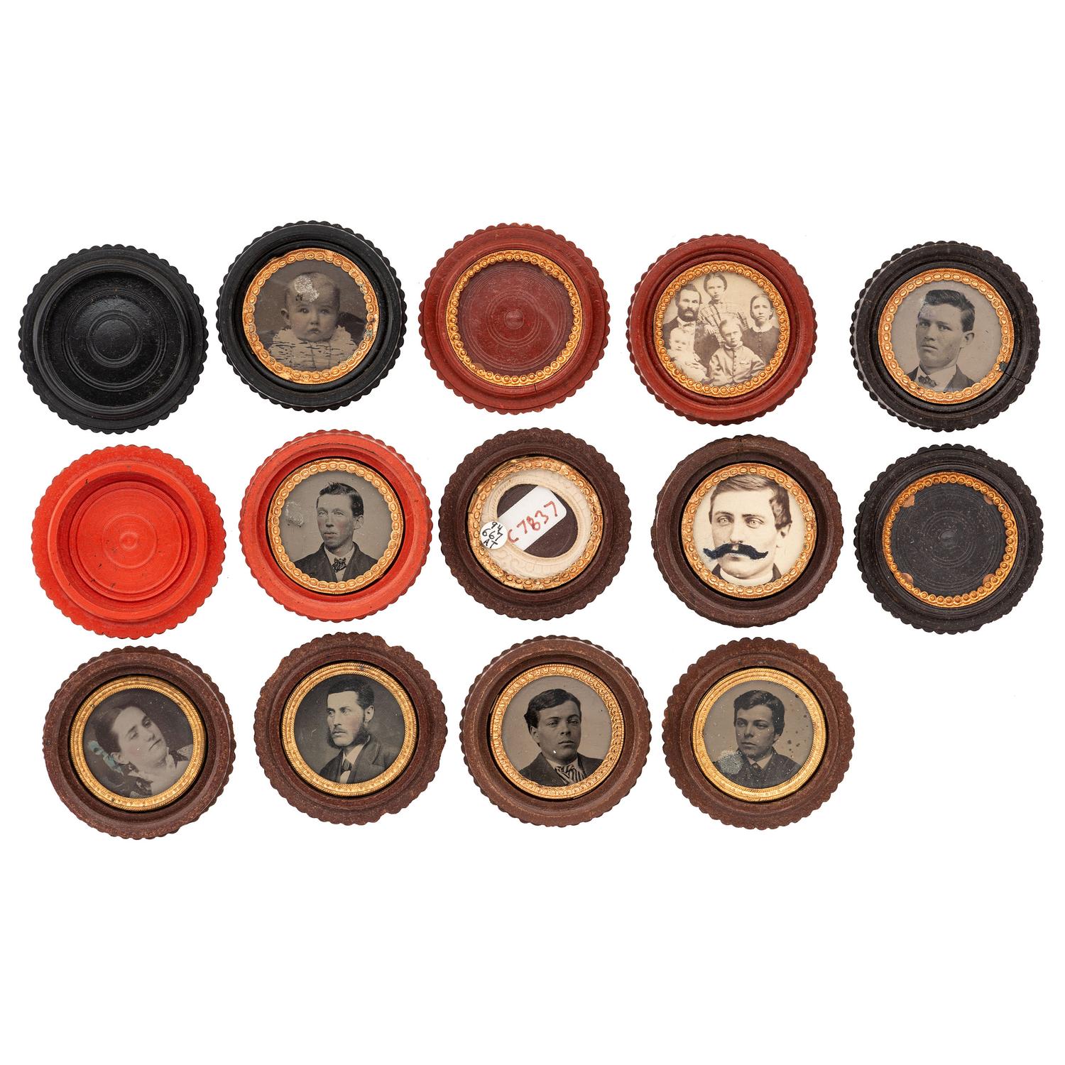 [EARLY PHOTOGRAPHY - UNION CASES]. A group of 7 triple thick "oreo" cases in assorted colors, including:
