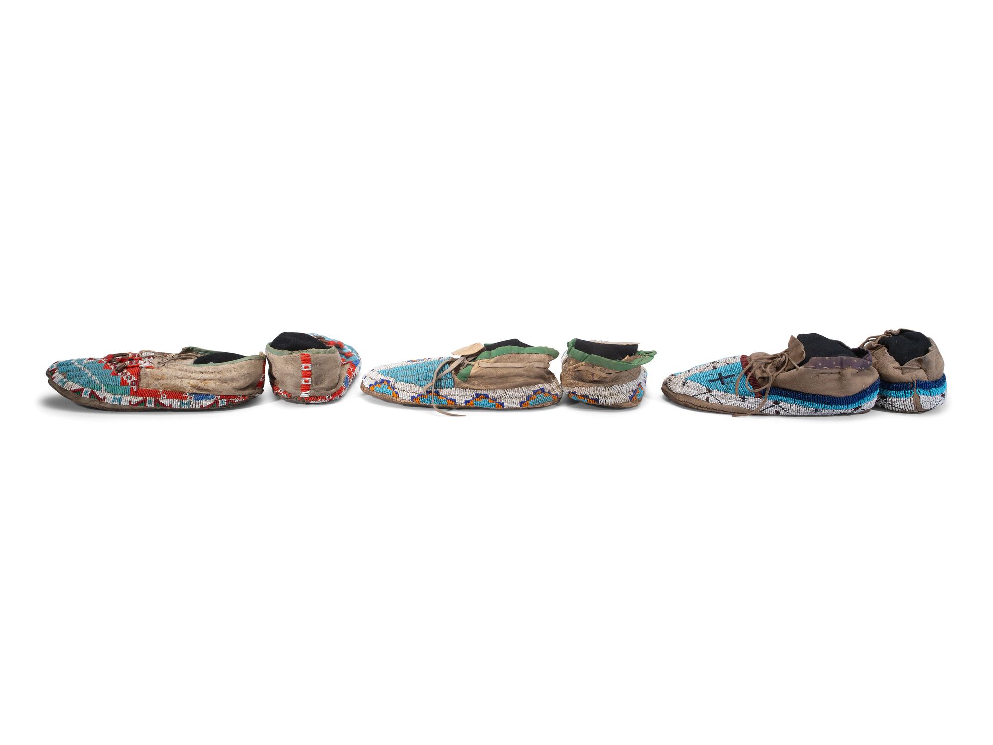 Northern Plains Beaded Hide Moccasins