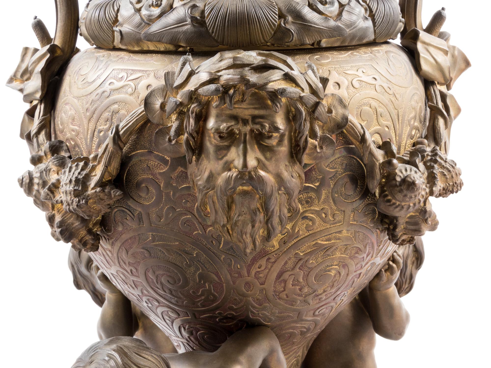 A Napoleon III Style Gilt Bronze Covered Urn