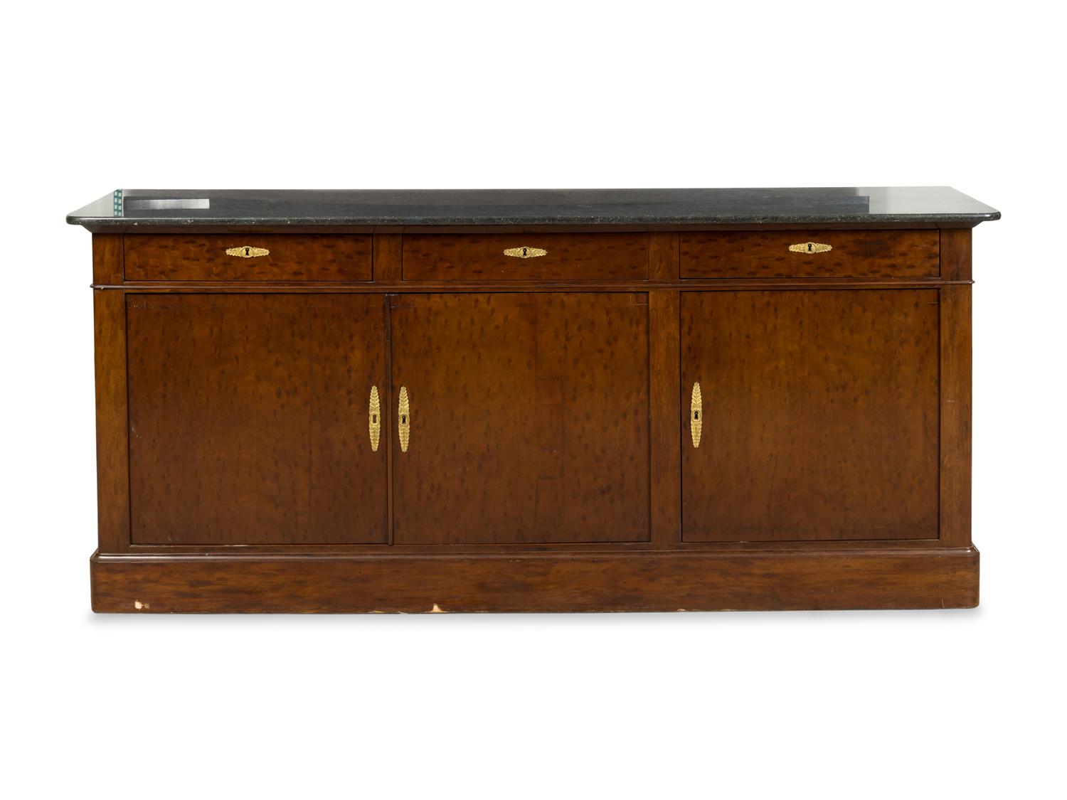 A Louis Philippe "Plum Pudding" Mahogany and Marble-Top Sideboard