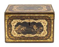 A Chinese Export Lacquer Tea Caddy