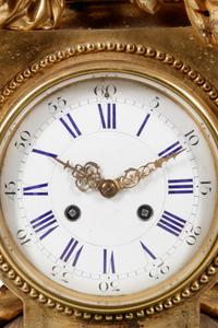 A Louis XV Style Gilt Metal Mounted Malachite Mantel Clock