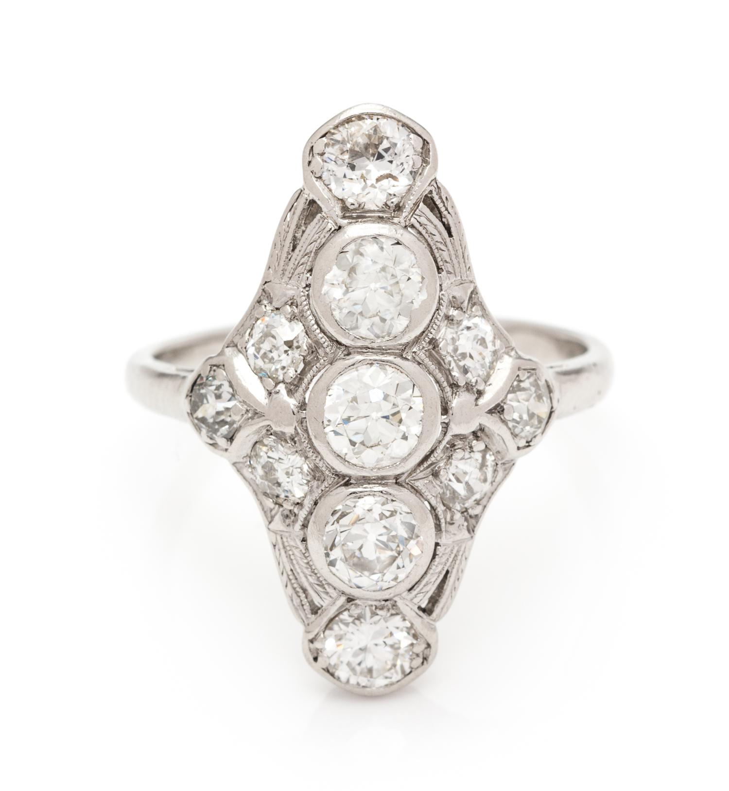 An Art Deco Platinum, White Gold and Diamond Ring, 3.40 dwts.