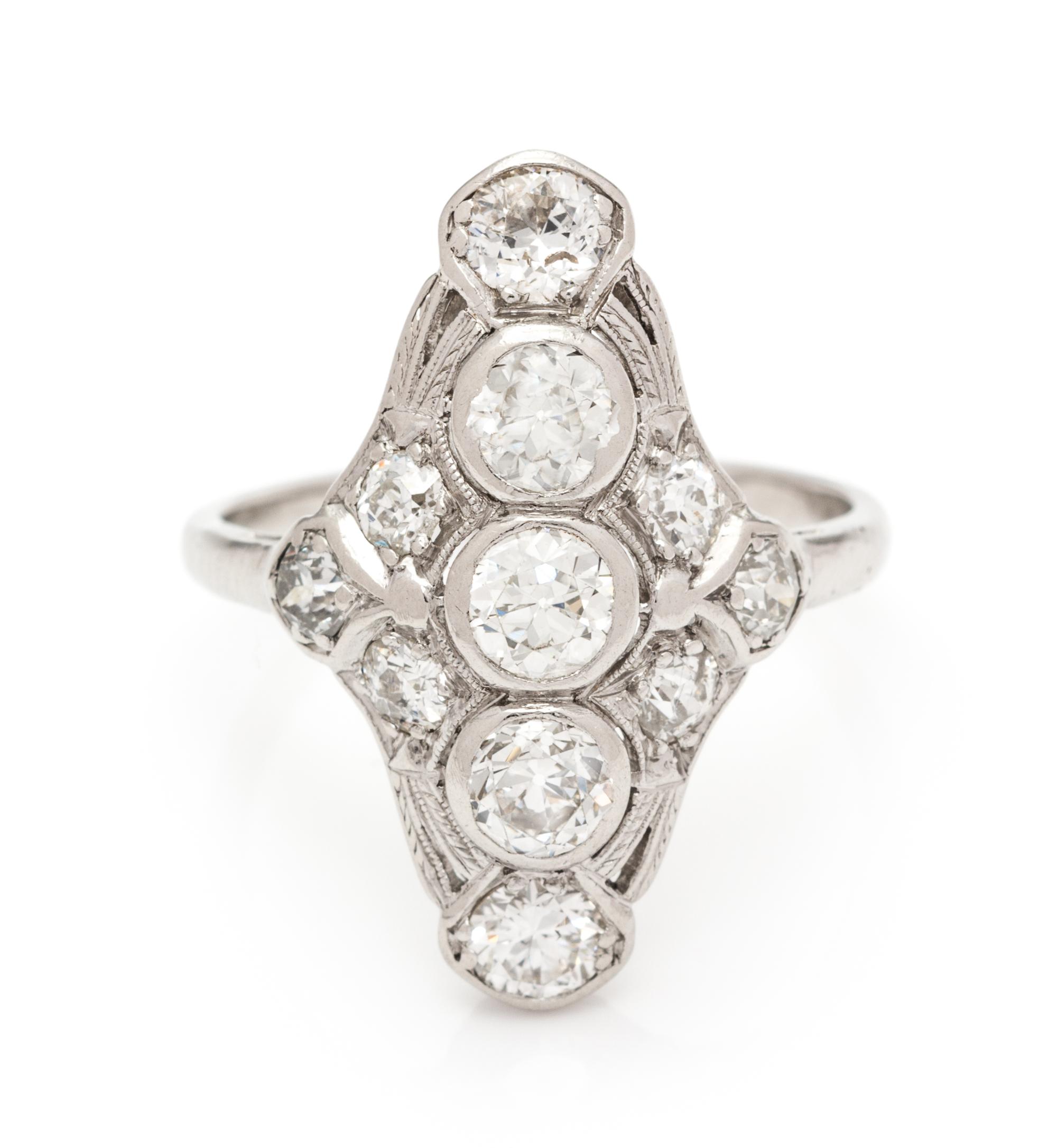 An Art Deco Platinum, White Gold and Diamond Ring, 3.40 dwts.