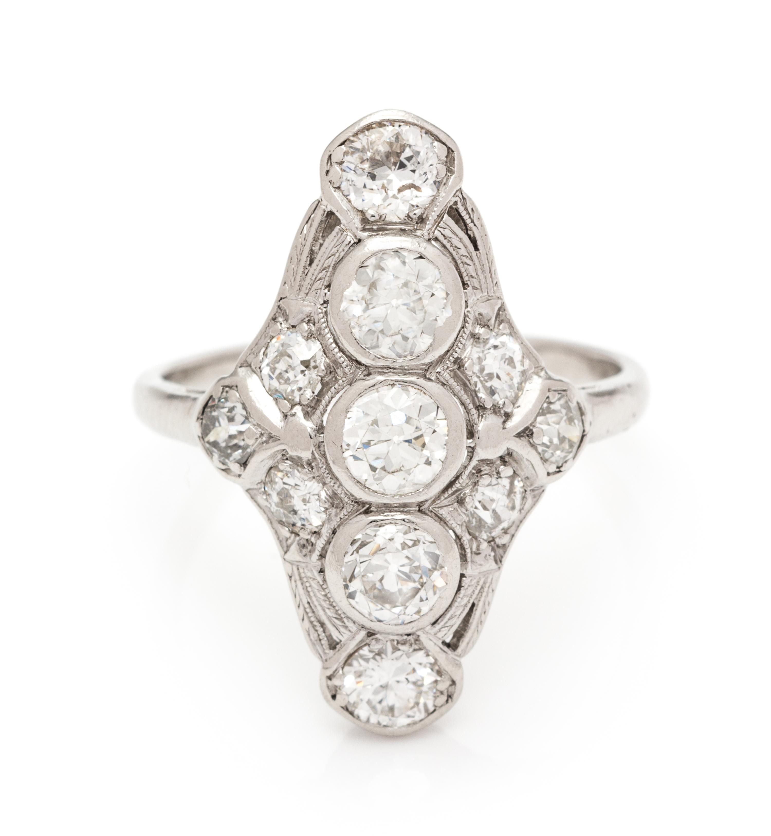 An Art Deco Platinum, White Gold and Diamond Ring, 3.40 dwts.