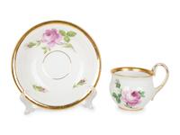 Ten Meissen and Style of Porcelain Teacups and Saucers — 19TH/20TH CENTURY
