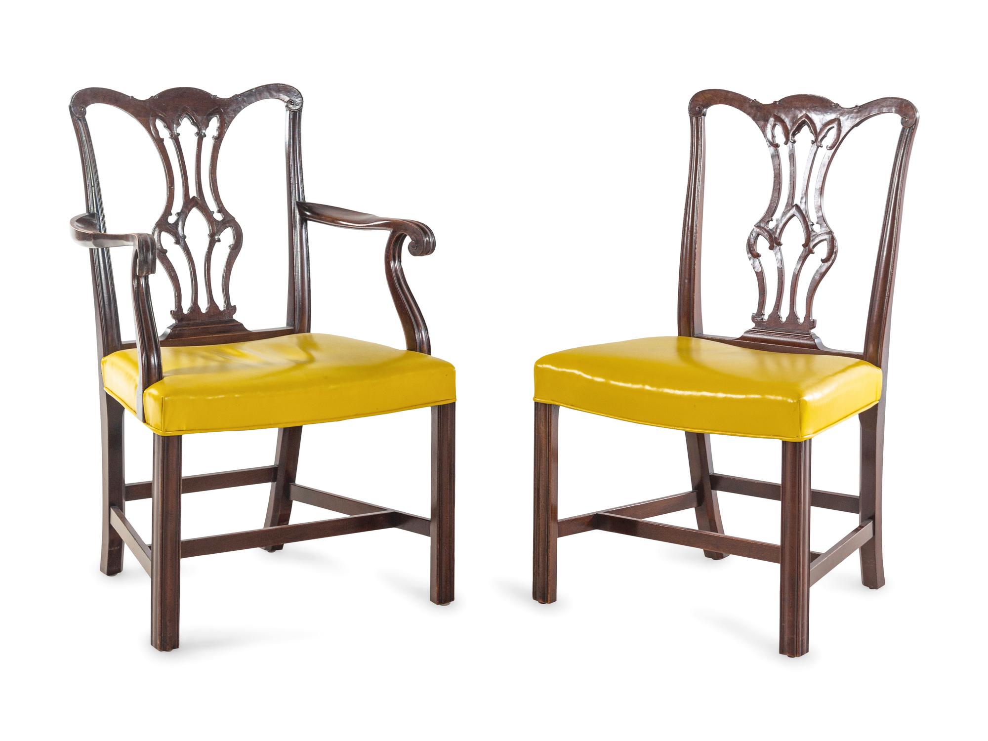 A Set of Ten Chippendale Style Mahogany Dining Chairs