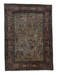 A Heriz Pictorial Tree of Life Wool Rug 4 feet 6 inches x 6 feet 8 inches. — 19TH CENTURY