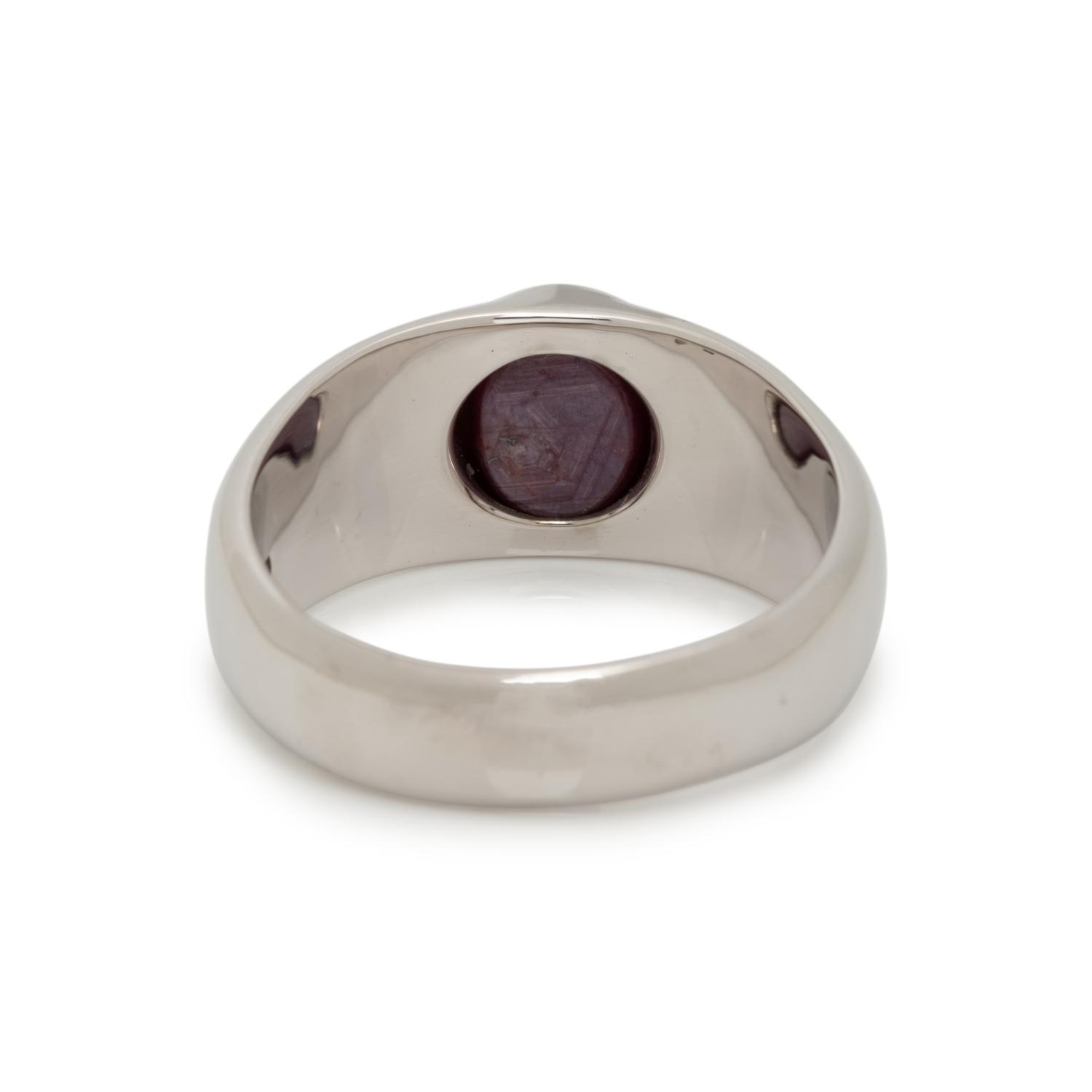 WHITE GOLD, STAR RUBY AND DIAMOND RING