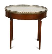 A Louis XVI Style Mahogany Marble-Top Bouillotte Table