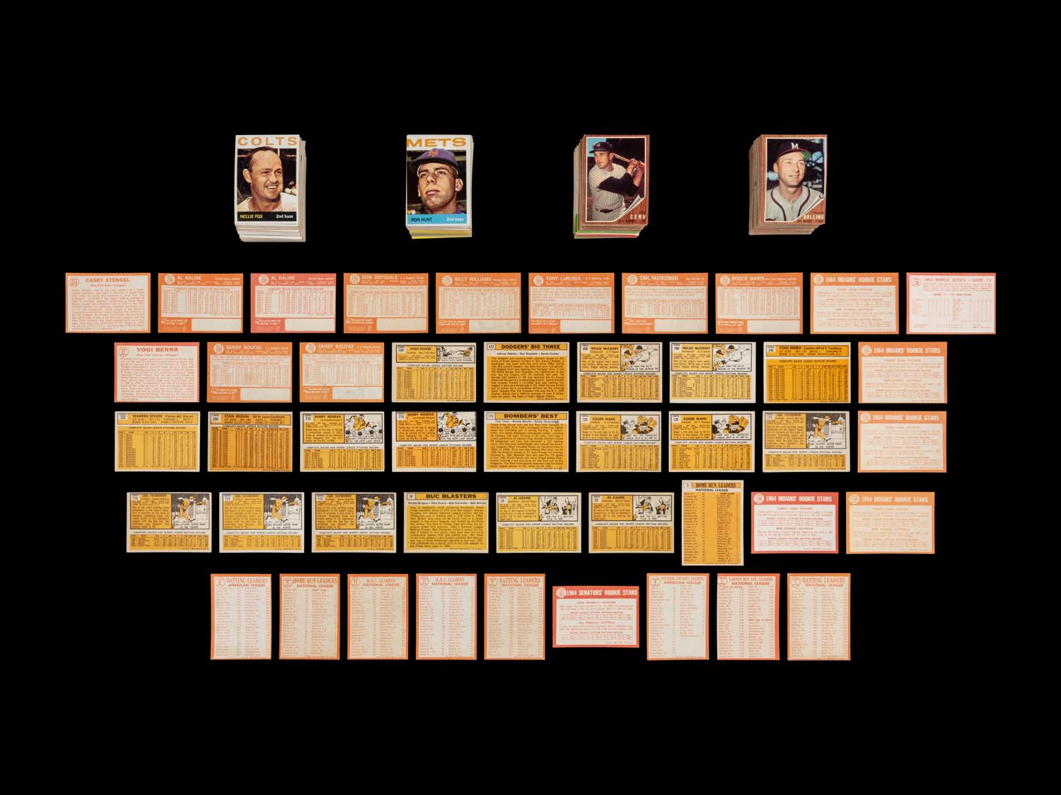 A Collection of 1962, 1963 and 1964 Topps Baseball Cards With Multiple Hall of Famers