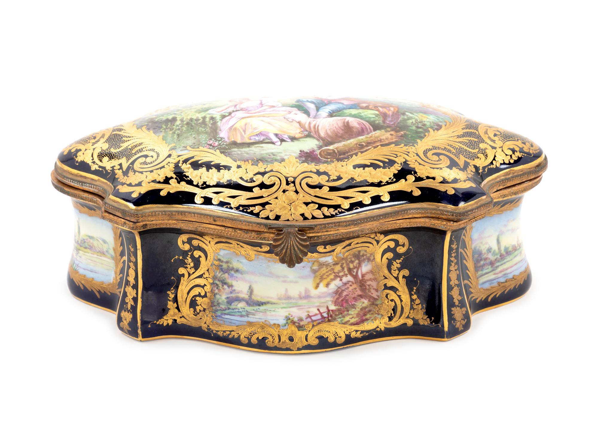 A Sevres Style Porcelain Table Casket