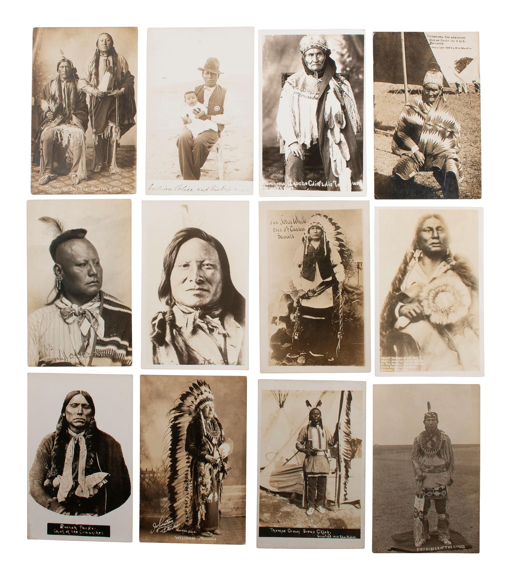 [NATIVE AMERICANS]. A group of 39 RPPCs of Native American subjects, incl. Geronimo.